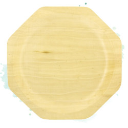 10 Pcs - Assiette en bois "Scandinavie" - Octogonale, écologique, élégante, 30 cm