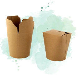 50 Pcs - Pot carton rond kraft 500 ml - 7,3 cm, 7,8 cm, Hauteur: 10 cm