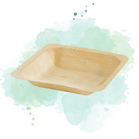 25 Pcs - Assiette carrée en bois "Scandinavie" - 14 x 14 cm, Hauteur: 2,5 cm