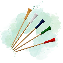 100 Pcs - Pic bambou décor golf - 12 cm, couleurs assorties