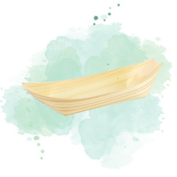 100 Pcs - Barquette bateau en bois - 17 cm, Largeur: 8,7 cm, Hauteur: 2,3 cm