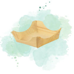 100 Pcs - Mini assiette en bois - 7,5 x 7,5 cm, Hauteur: 3 cm