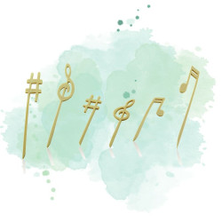 100 Pcs - Piques en bambou décor musique - 9 cm, parfaits pour vos réceptions.