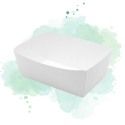 250 Pcs - Barquette en carton blanc - 250 ml, 9 x 5,5 cm, Hauteur: 4 cm