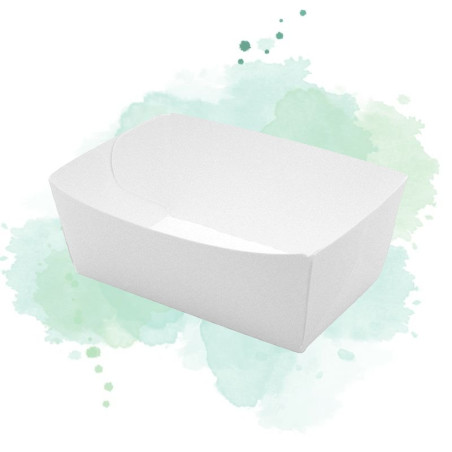 250 Pcs - Barquette en carton blanc - 440 ml, 11 cm x 8 cm x 4 cm