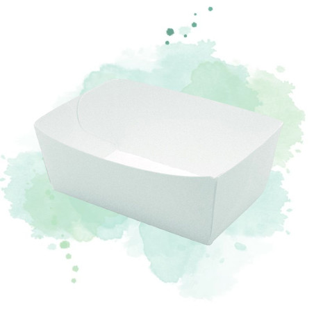 250 Pcs - Barquette carton blanc 500 ml - 12 x 7 cm, Hauteur: 4,2 cm