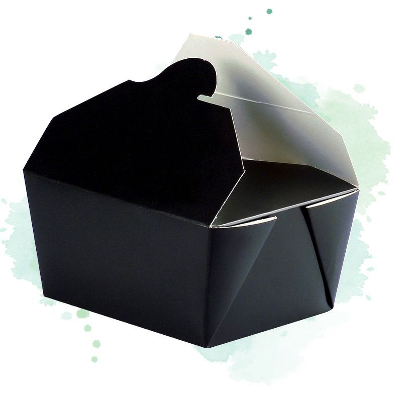 25 Pcs - Boîte repas carton noir - 650 ml, 13 x 10,5 cm, Hauteur: 6,5 cm 25 Pcs - Boîte repas carton noir - 650 ml, 13 x 10,5 cm, Hauteur: 6,5 cm