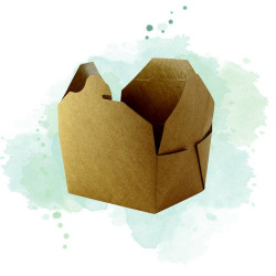 50 Pcs - Boîte repas carton kraft ingraissable - 1500 ml, 21,8 x 16 cm, Hauteur: 6,3 cm