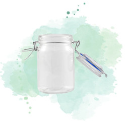 12 Pcs - Mini bocal en verre avec joint silicone bleu foncé 200 ml Diam: 6,9 cm 6,9 x 12 cm