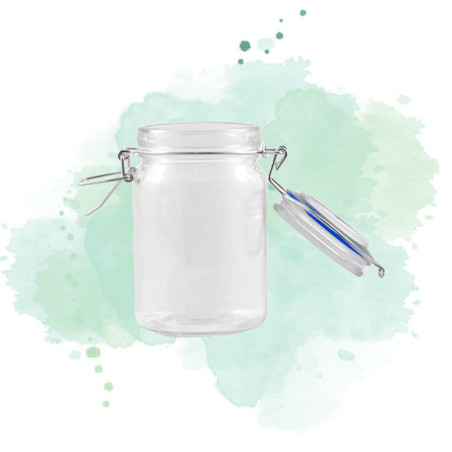 12 Pcs - Mini bocal en verre avec joint silicone bleu foncé 200 ml Diam: 6,9 cm 6,9 x 12 cm