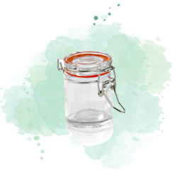 12 Pcs - Mini bocal en verre avec joint silicone rouge 45 ml Diam: 4,5 cm 4,2 x 4,4 x 6 cm
