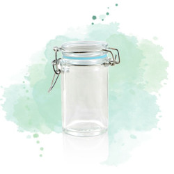 12 Pcs - Mini bocal en verre avec joint silicone bleu clair 65 ml Diam: 4,5 cm 4,4 x 4,2 x 8,3 cm