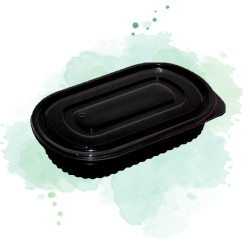 100 Pcs - Boîte repas noire - Contenance 1000 ml