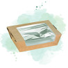 100 Pcs - Boîte salade carton kraft brun - 500 ml, 13,5 x 11,5 x 4 cm, fenêtre