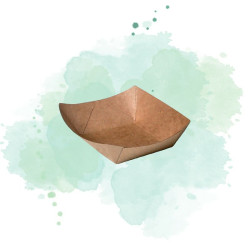 250 Pcs - Barquette kraft ingraissable avec PE 100 ml 12 x 8,5 x 2 cm