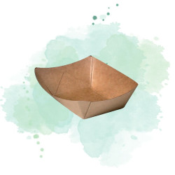 250 Pcs - Barquette kraft ingraissable avec PE 220 ml 14 x 10 x 3 cm