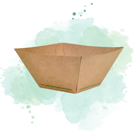 25 Pcs - Barquette ingraissable kraft naturel - 2000 ml, 23 cm x 22 cm, Hauteur: 9,4 cm