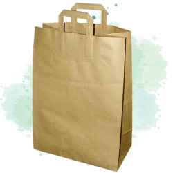 250 Pcs - Sac cabas papier kraft brun - 32 x 16 x 44 cm, idéal pour le horeca