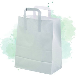 250 Pcs - Sac cabas papier blanc - 26 x 14 x 32 cm, idéal pour vos clients