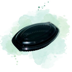 125 Pcs - Cassolette plastique PP ovale noire - 500 ml, 20,7 x 14,3 cm, Hauteur: 3,7 cm
