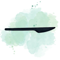 100 Pcs - Couteau plastique noir - 17 cm, Léger et résistant, idéal pour service horeca
