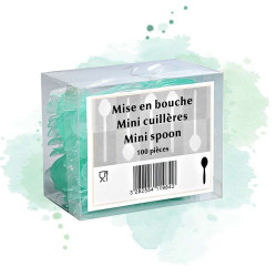 100 Pcs - Mini cuillère plastique verte transparente - 10 cm