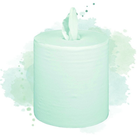 6 Pcs - Bobine d'essuyage blanc 2 plis - Dévidage central, Diam: 19 cm, 21 x 35 cm