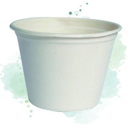 50 Pcs - Gobelet pulpe blanc - 133 ml, Diam: 7,7 cm, Hauteur: 5,3 cm