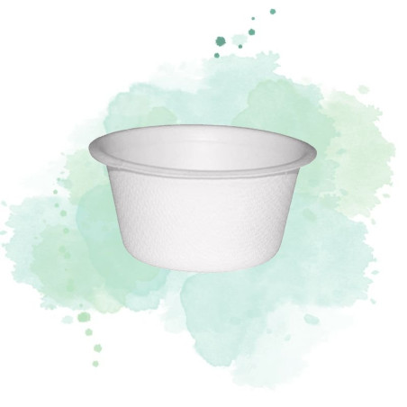 50 Pcs - Coupelle pulpe ronde blanche - 60 ml, Diam: 6,2 cm, Hauteur: 3 cm