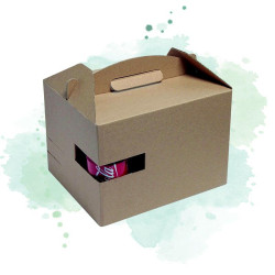 25 Pcs - Boîte carton kraft avec poignée "Lunchgo" 30 x 20 x 17,5 cm