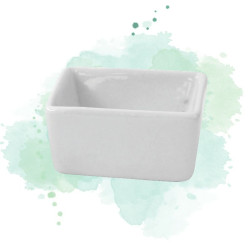 4 Pcs - Mini bol cube porcelaine blanche - 5,1 x 5,1 cm, Hauteur: 2,5 cm