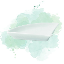 4 Pcs - Mini plat en porcelaine blanche - 10 cm x 7,6 cm x 1,4 cm
