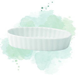 4 Pcs - Mini moule ovale en porcelaine blanche 10 x 5,8 x 2 cm