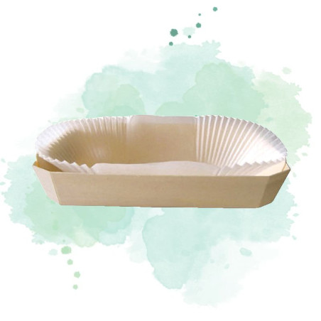20 Pcs - Moule de cuisson bois "Roméo" avec caissette papier dont les dimensions :  20*12*5.5 cm 600 ml 18,6 x 11,5 x 3,9 cm
