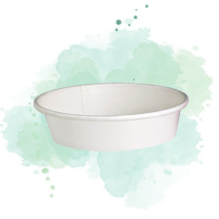 45 Pcs - Saladier rond en carton blanc "Buckaty" 480 ml Diam: 15 cm 15 x 13,2 x 4,5 cm