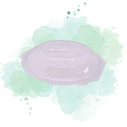80 Pcs - Saladier PET rond avec couvercle - 500 ml, Hauteur: 30 mm