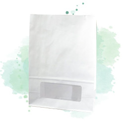 125 Pcs - Sac bloomer papier blanc avec fenêtre PE - 15 x 7,5 x 22 cm