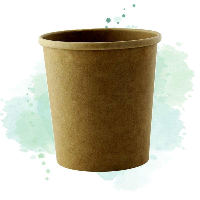 50 Pcs - Pot carton kraft 490 ml - Diam: 9,7 cm, Hauteur: 9,8 cm