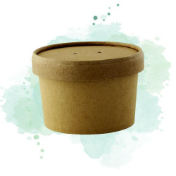 25 Pcs Pot carton brun chaud et froid avec couvercle carton 240 ml Diam: 9 cm 9 x 7,5 x 6,1 cm