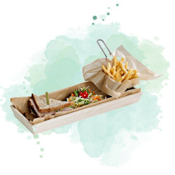 10 Pcs - Plateau repas bois rectangulaire "Noa" 39 x 15 x 4 cm