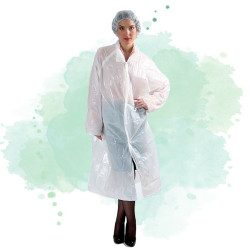 500 Pcs - Blouse visiteur en plastique PE blanche - 11,5 x 9 x 1,5 cm, Taille unique