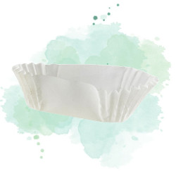 1000 Pcs - Caissette papier ovale blanche - 60x17 mm, Hauteur: 15 mm