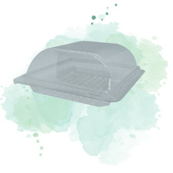 300 Pcs - Boîte plastique transparente avec couvercle - 150 x 140 mm, Hauteur: 57 mm