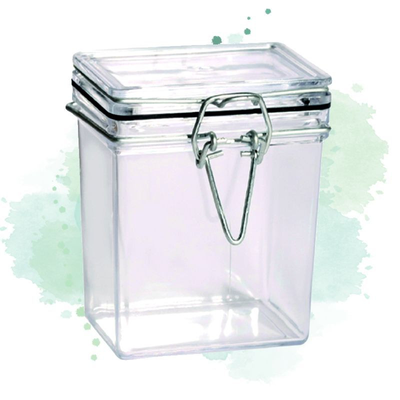 12 Pcs - Bocal plastique transparent rectangulaire - 180 ml, 5,1 x 6,9 x 8,6 cm 12 Pcs - Bocal plastique transparent rectangulaire - 180 ml, 5,1 x 6,9 x 8,6 cm