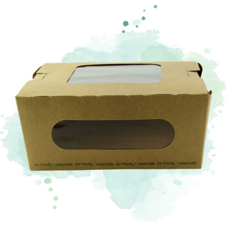 50 Pcs - Boîte salade carton kraft brun - 1100 ml, 15,2 x 13,5 cm, Hauteur: 6,5 cm