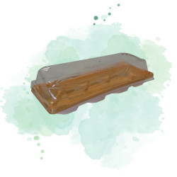 2000 Pcs - Barquette sushi plastique décor "bois" - 170 x 70 mm, Hauteur: 20 mm