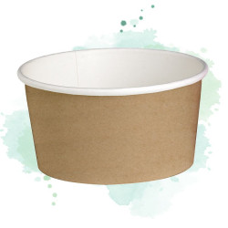 50 Pcs - Pot Deli rond en carton kraft - 600 ml, Ø115 mm, Hauteur: 87 mm