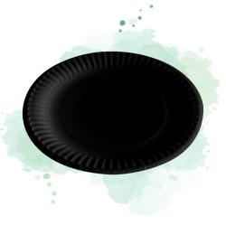 18 Pcs - Assiette plastique noire "First Class"