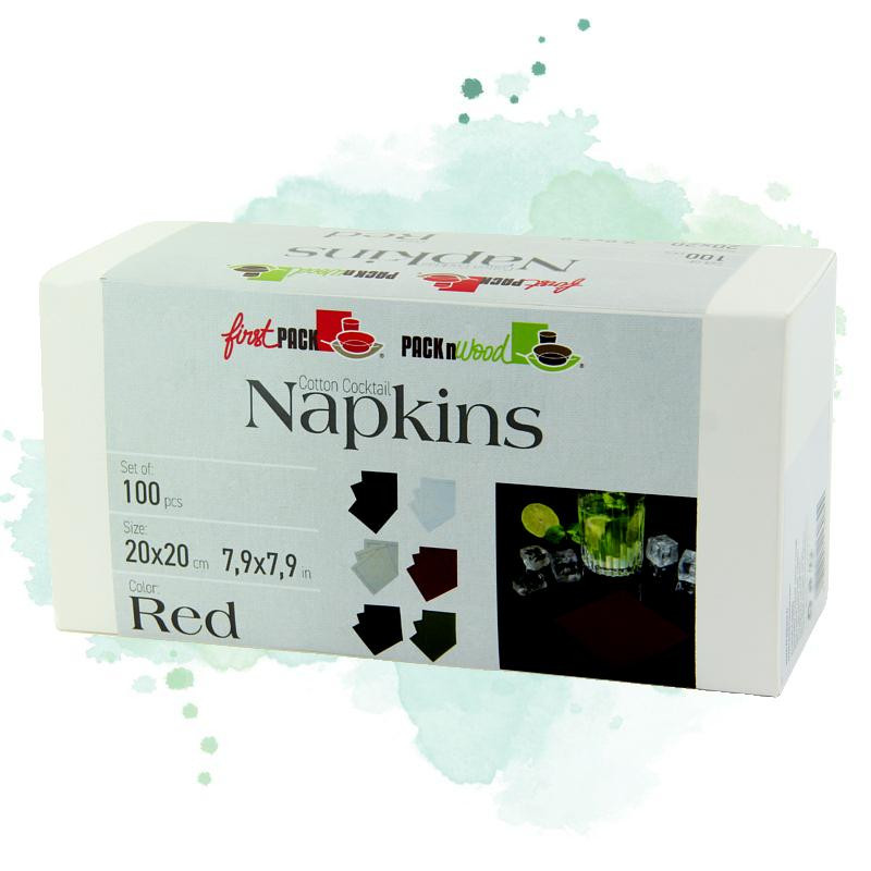 100 Pcs - Serviette cocktail coton rouge - 200 x 195 mm, Élégante et Pratique 100 Pcs - Serviette cocktail coton rouge - 200 x 195 mm, Élégante et Pratique