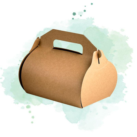 50 Pcs - Boîte pâtissière haute kraft - 110x100 mm, Hauteur: 105 mm, avec poignée